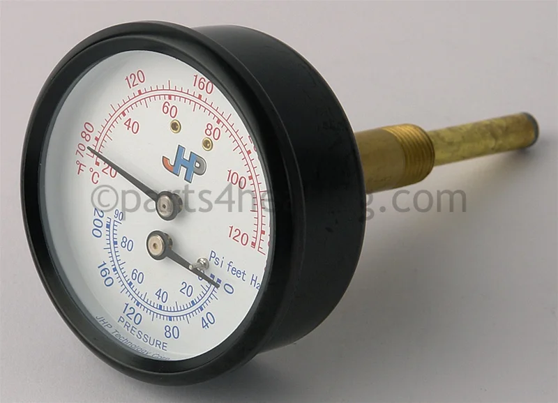Raypak 007205F Temperature and Pressure Gauge 0-90 PSI